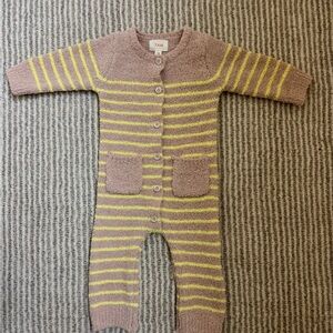 7AM Kids Cozy Striped Footie - Purple and Yellow